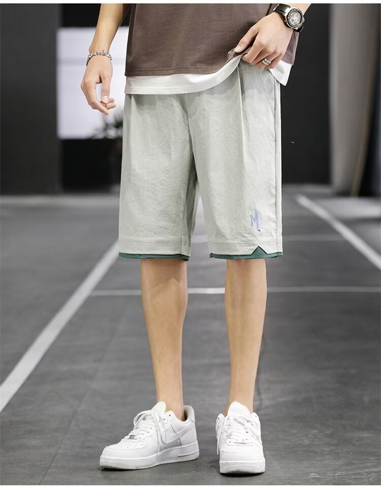 2024 Shorts Mens Summer Thin plus size Quick-drying Casual Five-point Pants Outer Wear New Fashionable Mens Beach Pants Light gray - Image 1