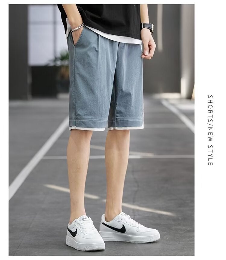 2024 Shorts Mens Summer Thin plus size Quick-drying Casual Five-point Pants Outer Wear New Fashionable Mens Beach Pants Light gray - Image 2