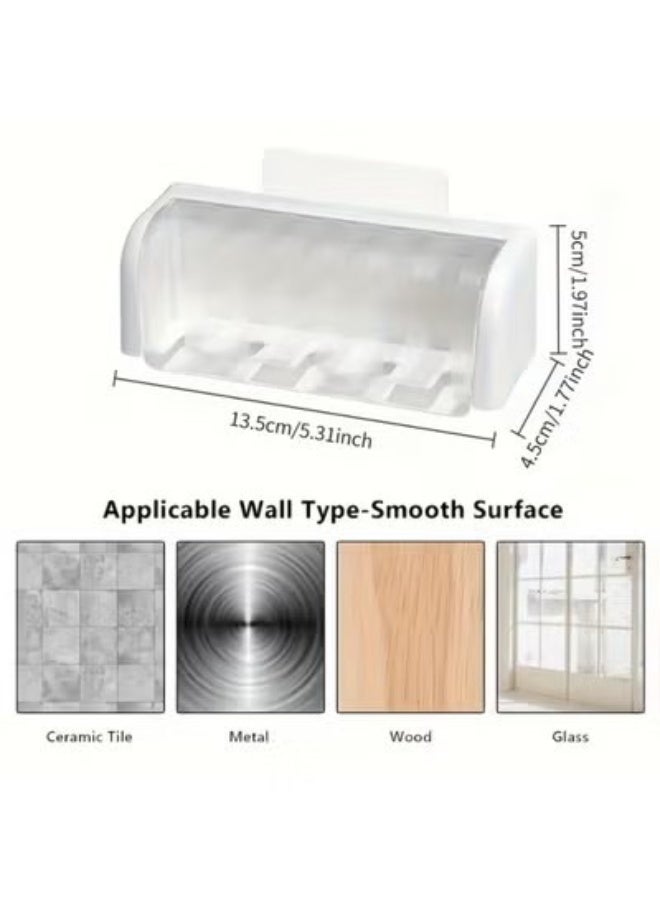 Goolsky A Covered Toothbrush Holder with Five Slots, a Self-Adhesive Wall-Mounted Toothbrush Organizer, Made of Plastic for Bathroom Use, Suitable for Dorms And Showers, Can Hold Five Toothbrushes Without Needing Electricity. - Image 2