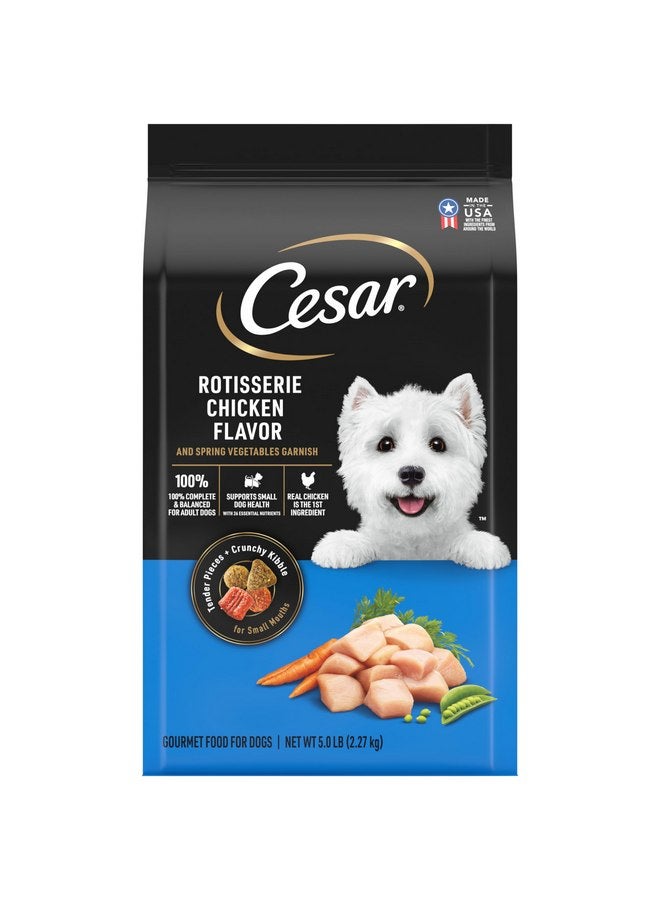 CESAR Adult Small Breed Dry Dog Food Rotisserie Chicken Flavor with Spring Vegetables Garnish, 5 lb. Bag - Image 1