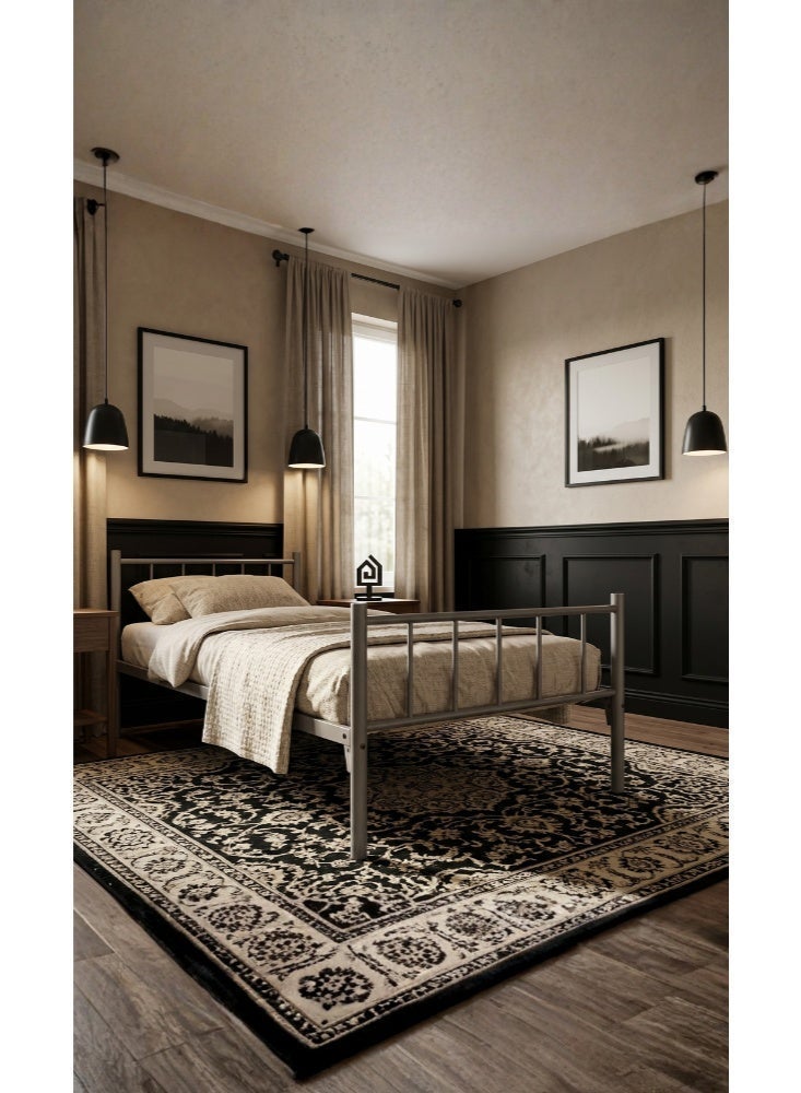 Karnak Mason Heavy Duty Single Steel Bed Frame 90 x 190 cm Bed for Home & Projects (Grey) - Image 1