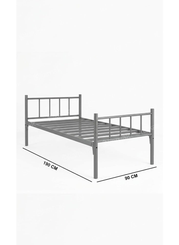 Karnak Mason Heavy Duty Single Steel Bed Frame 90 x 190 cm Bed for Home & Projects (Grey) - Image 2