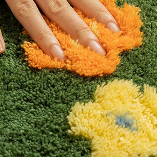 Could Spark Floral Spring Moss Green Area Rug for Bedroom Living Room, Irregular Cute Non-Slip Bathroom Mat, Washable Aesthetic Accent Carpet for Women Dorm, Unique Floral Floor Rug for Boho Home Decor - Image 3
