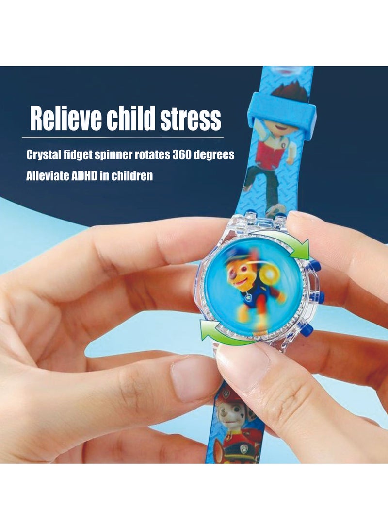 Sharpdo LED Cartoon Children's Watch Colorful Luminous Soft Silicone Band Electronic Watch Men's and Women's Luminous Children's Watch Rotating Top Music Children's Watch Paw Patrol Watch - Image 4
