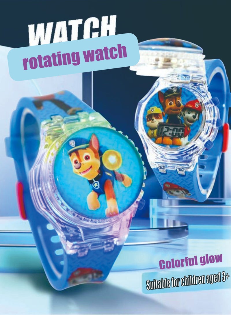 Sharpdo LED Cartoon Children's Watch Colorful Luminous Soft Silicone Band Electronic Watch Men's and Women's Luminous Children's Watch Rotating Top Music Children's Watch Paw Patrol Watch - Image 2