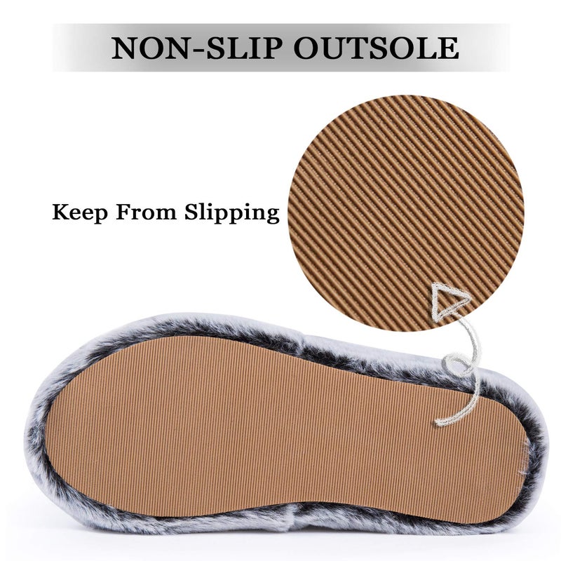 DL Fluffy Womens House Slippers Cross Band Open Toe, Soft Plush Fleece Bedroom Slippers Women Memory Foam, Comfy Fuzzy Slip On Non-Slip Womens Slippers Indoor Pink Gray Black White - Image 5