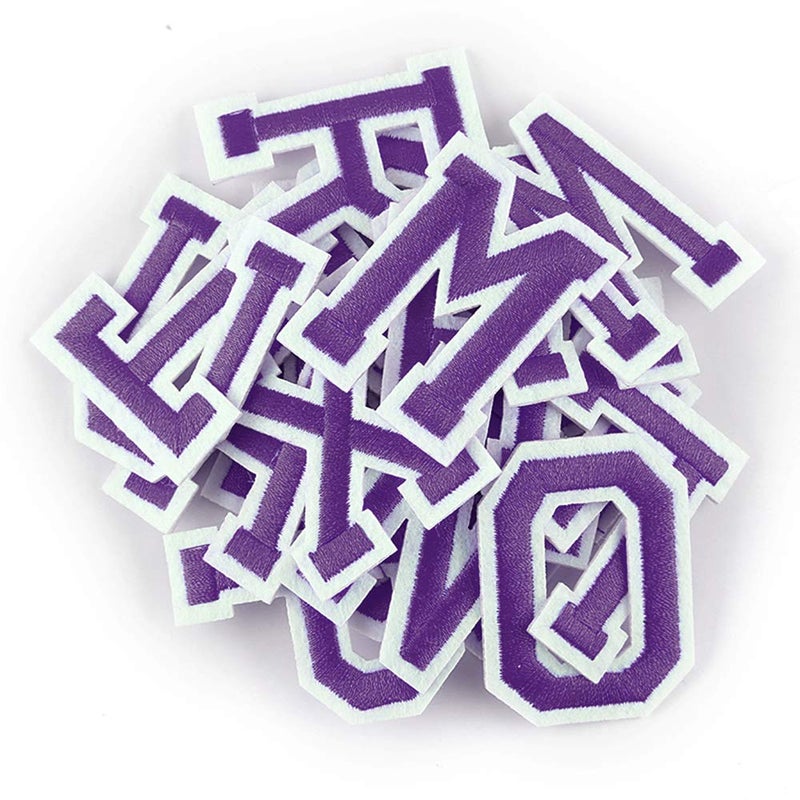 SeBeauty Letter Iron On Patches Sew On Appliques Name DIY Craft Badges with Ironed Adhesive Purple Embroidered Decorative Repair Patches for Shoes Hat Bag Clothing26 PCS Alphabet Letters
