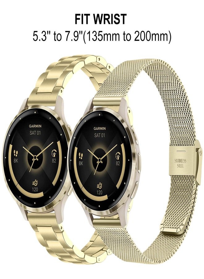 TRUMiRR Band Sets for Venu 3S / Venu 4 41mm Women Smart Watch, Solid Stainless Steel Metal + Mesh Watchband for Garmin Venu 2S / Forerunner 265S - Image 3