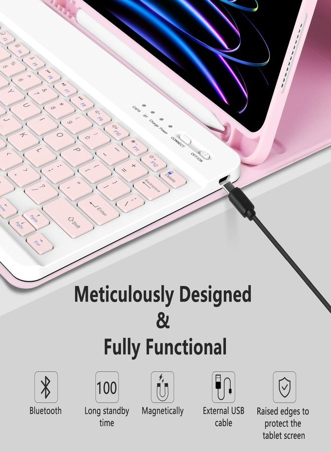MMK for iPad Air 11 inch Case with Keyboard (M3 2025 / M2 2024) & iPad Air 5/4th Gen (2020/2022) & iPad Pro 11" 2018-2022, Detachable Bluetooth Keyboard Cover with Pencil Holder | Pink - Image 5