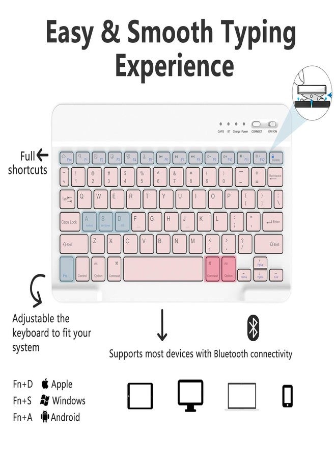 MMK for iPad Air 11 inch Case with Keyboard (M3 2025 / M2 2024) & iPad Air 5/4th Gen (2020/2022) & iPad Pro 11" 2018-2022, Detachable Bluetooth Keyboard Cover with Pencil Holder | Pink - Image 3