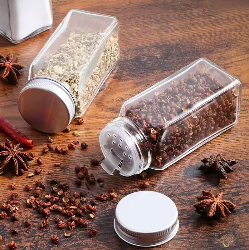 ARUZEN 120 ML Glass Spice Jars with LidsSpices Seasonings Sets Organizer Spice Containers Airtight Food Canisters 6 - Image 5