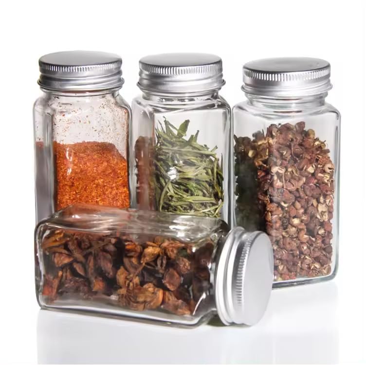 ARUZEN 120 ML Glass Spice Jars with LidsSpices Seasonings Sets Organizer Spice Containers Airtight Food Canisters 6 - Image 4