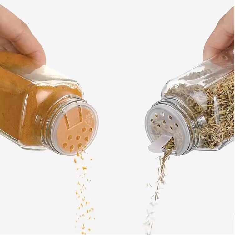 ARUZEN 120 ML Glass Spice Jars with LidsSpices Seasonings Sets Organizer Spice Containers Airtight Food Canisters 6 - Image 2