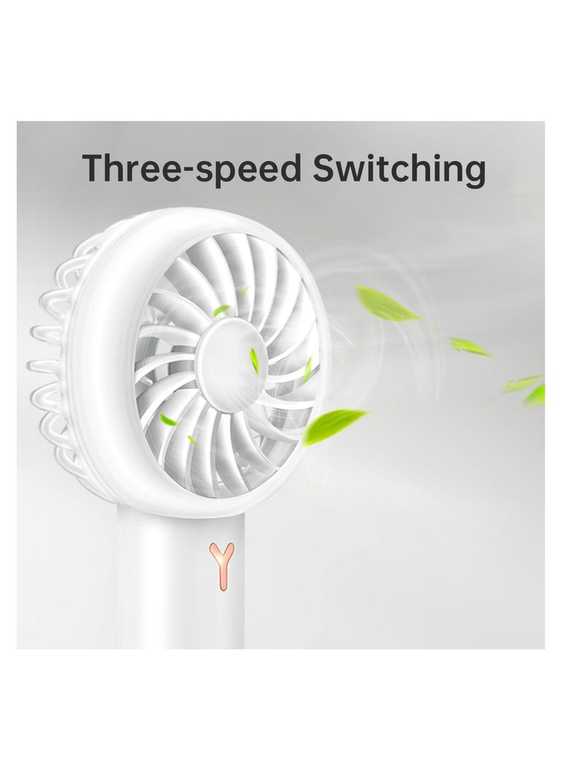 ECVV مروحة محمولة يدوية ECVV مروحة جيب 1200 مللي أمبير قابلة لإعادة الشحن مروحة USB 3 سرعات مروحة دائرية قابلة للتعديل للاستخدام في المنزل والمكتب والداخل والخارج (أبيض) - Image 4