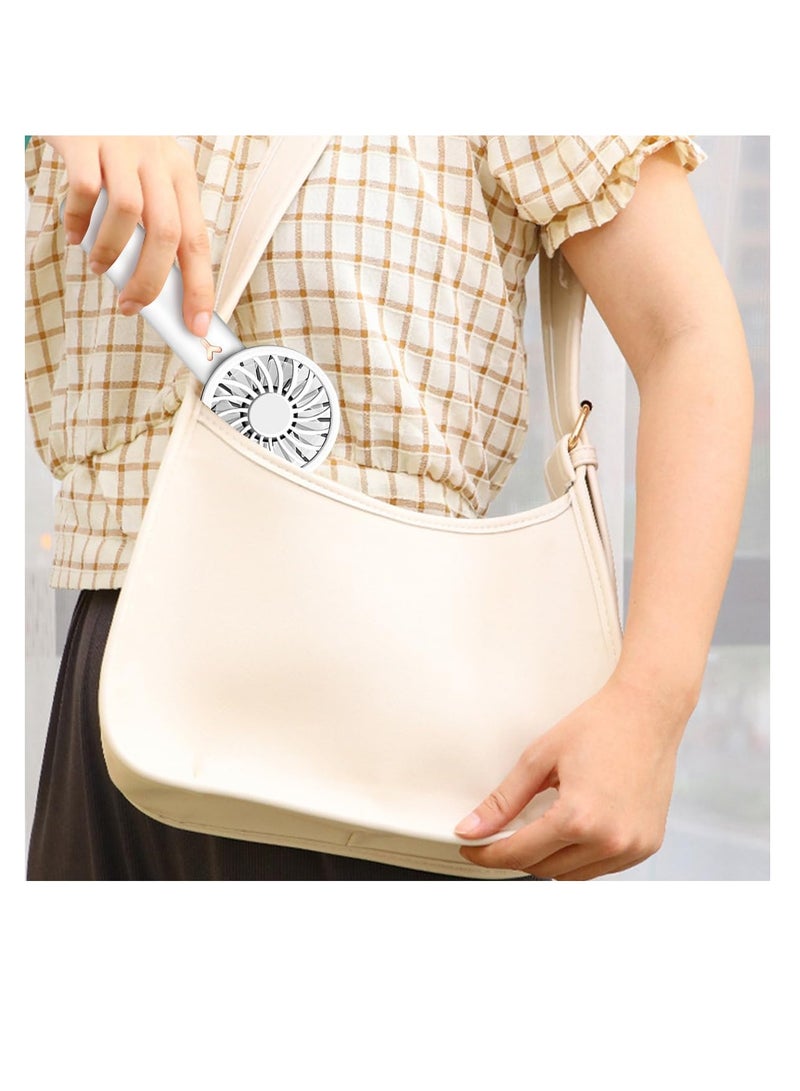 ECVV مروحة محمولة يدوية ECVV مروحة جيب 1200 مللي أمبير قابلة لإعادة الشحن مروحة USB 3 سرعات مروحة دائرية قابلة للتعديل للاستخدام في المنزل والمكتب والداخل والخارج (أبيض) - Image 5