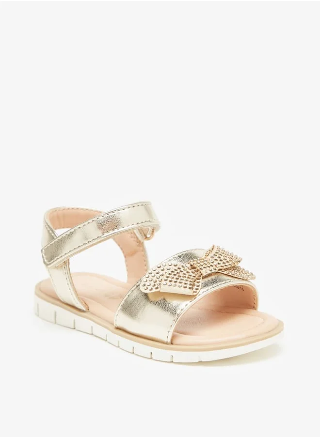 حافي القدمين Barefoot Bow Accent Sandals with Hook and Loop Closure