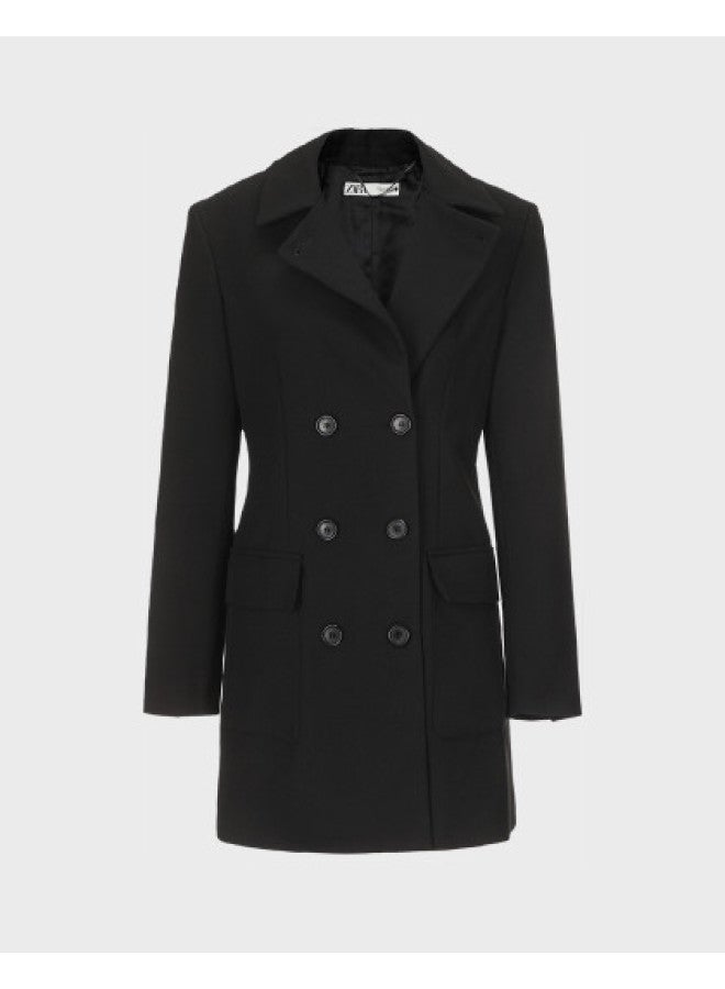 Zara women's Solid-colored High-end Tailored Waist-cinching Double-breasted Mid-length Office Blazer - Image 1
