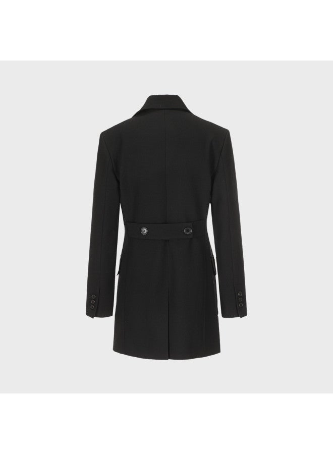 Zara women's Solid-colored High-end Tailored Waist-cinching Double-breasted Mid-length Office Blazer - Image 3