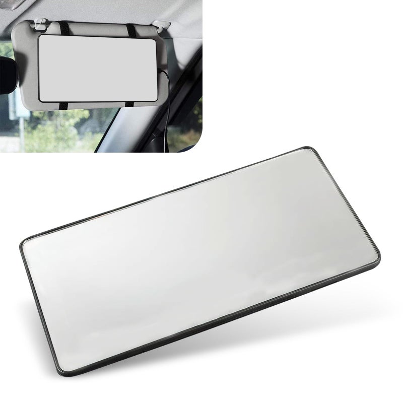 Dawfall Pack1 Car Sun Visor Vanity Mirror with Straps Universal Auto Sun Visor Makeup Mirror Suitable for Cars SUVs Trucks Black