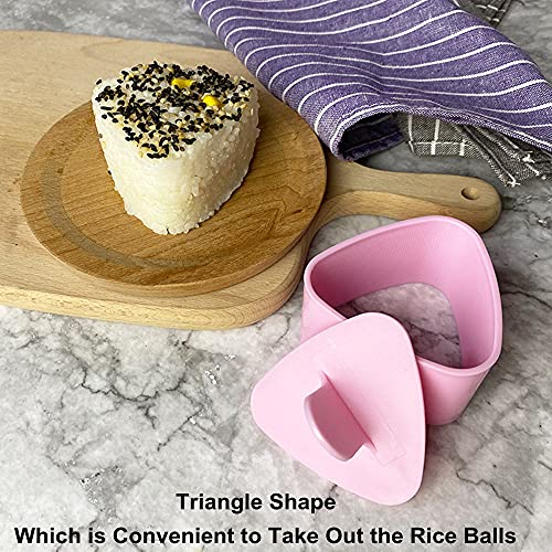 HiYi Triangle Onigiri Sushi Mold Press Molds Non Stick Sushi Making Kit 1 Each Large & Small DIY Rice Ball Maker Mold Sets, Sushi Bento Nori Seaweed Kitchen Rice Ball Mold DIY Kitchen Gadget, Pink - Image 4