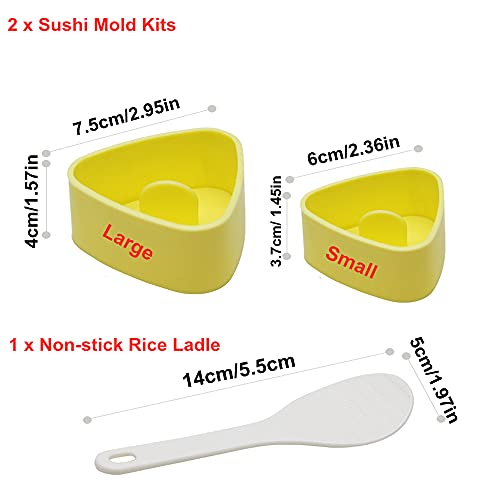 HiYi Triangle Onigiri Sushi Mold Press Molds Non Stick Sushi Making Kit 1 Each Large & Small DIY Rice Ball Maker Mold Sets, Sushi Bento Nori Seaweed Kitchen Rice Ball Mold DIY Kitchen Gadget, Pink - Image 2