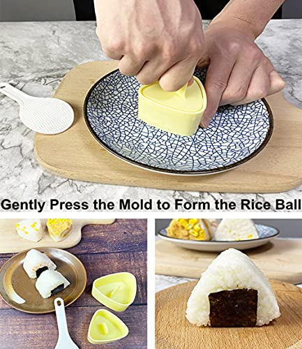 HiYi Triangle Onigiri Sushi Mold Press Molds Non Stick Sushi Making Kit 1 Each Large & Small DIY Rice Ball Maker Mold Sets, Sushi Bento Nori Seaweed Kitchen Rice Ball Mold DIY Kitchen Gadget, Pink - Image 3