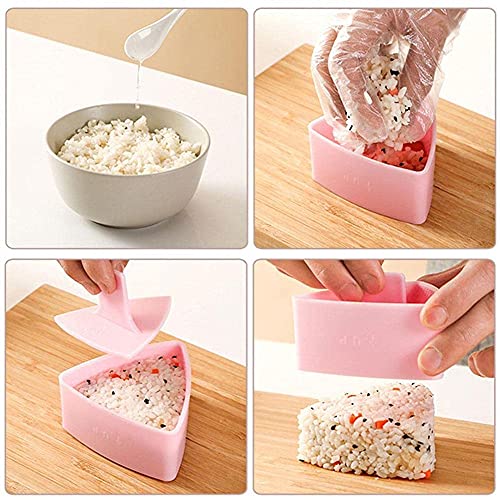 HiYi Triangle Onigiri Sushi Mold Press Molds Non Stick Sushi Making Kit 1 Each Large & Small DIY Rice Ball Maker Mold Sets, Sushi Bento Nori Seaweed Kitchen Rice Ball Mold DIY Kitchen Gadget, Pink - Image 5