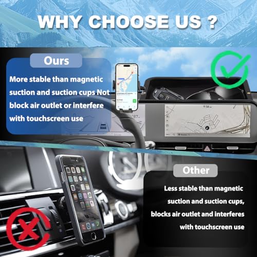 FETUSI Car Phone Holder Compatible with Hyundai Ioniq 5 2022-2025 Accessories 12.3-Inch Screen Fixed Clip, Cell Phone Mount with Dash Tray Center Console Organizer Hands-Free 360° Rotation - Image 3