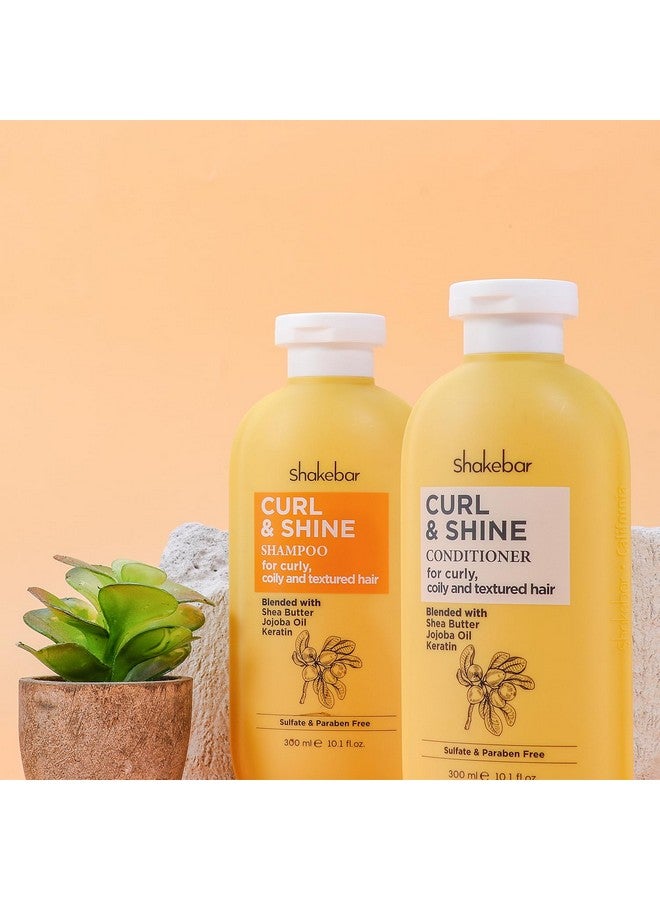 Shakebar Keratin Curly Hair Shampoo And Conditioner Set Curl & Shine Natural Shampoo Rich Shea Butter Jojoba Oil Keratin Sulfate Free Paraben Free Frizz Control Moisturize Dry Hair - Image 5