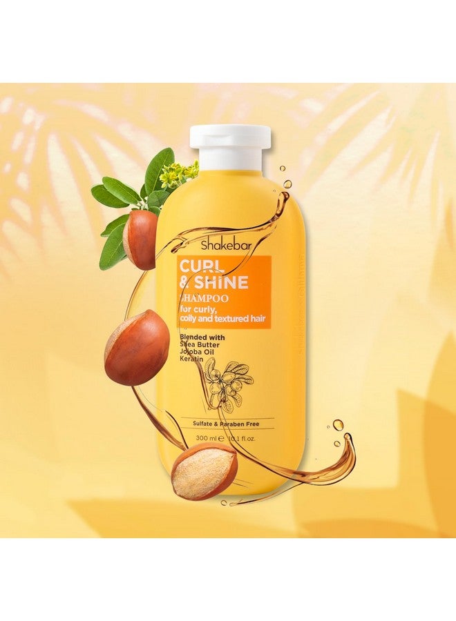 Shakebar Keratin Curly Hair Shampoo And Conditioner Set Curl & Shine Natural Shampoo Rich Shea Butter Jojoba Oil Keratin Sulfate Free Paraben Free Frizz Control Moisturize Dry Hair - Image 2