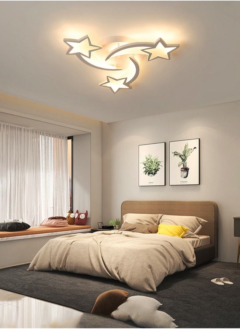 XiuWoo Meteor Shaped Kids Room Ceiling Light, 3 Light Mode White Acrylic Ceiling Light Fixtures, Stars Creative Cartoon Flush Mount Ceiling Light Fixture for Baby Room, Bedroom, Living Room  - Image 3