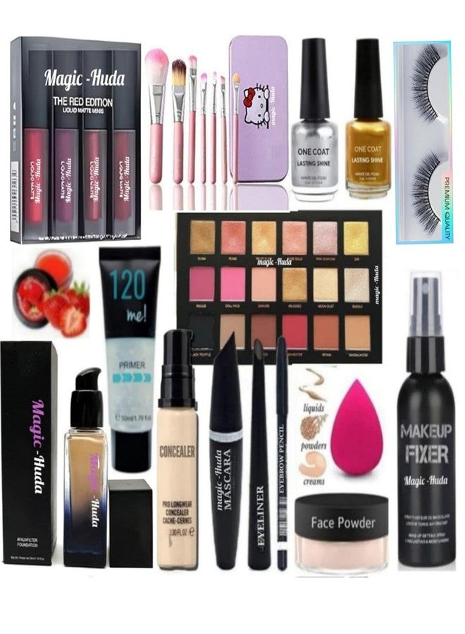 MagicHuda Magic Huda HD Professional Makeup Combo Kit For Women & Girls All Products In 1, Box For girls and wome.(Set of-16) - Image 1