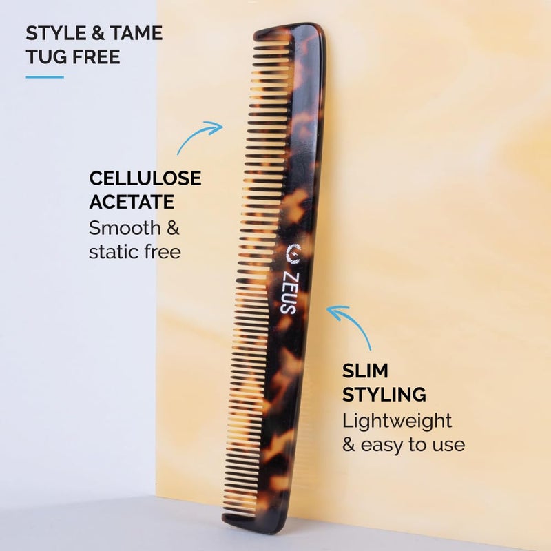 ZEUS Beard & Mustache Comb for Men, Handmade Saw-Cut Hair Comb for Untangling & Styling Beard (Tortoiseshell) V12 - Image 2