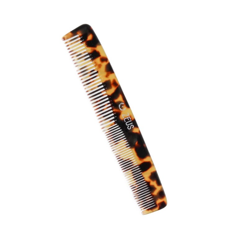 ZEUS Beard & Mustache Comb for Men, Handmade Saw-Cut Hair Comb for Untangling & Styling Beard (Tortoiseshell) V12 - Image 1