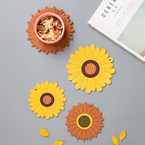 P-Plus International Silicone Trivet Mat Silicone Coasters, Coasters for Drinks Non-Slip Cup Coasters Soft Coaster for Tabletope Protection Sunflower Trivest Pads(Medium+Small, Random Color, Set of 6) - Image 5