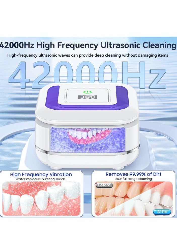 XiuWoo Ultrasonic Retainer Cleaner Machine for Denture, 42000Hz Portable Dental Guard Cleaner, white  - Image 3