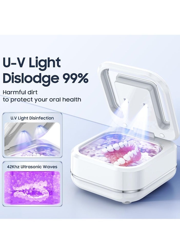 XiuWoo Ultrasonic Retainer Cleaner Machine for Denture, 42000Hz Portable Dental Guard Cleaner, white  - Image 4