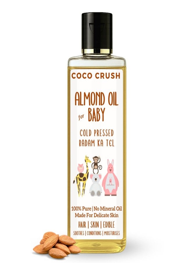 Coco Crush 100% Natural Cold Pressed Almond Oil for Babies | For Body, Face, Hair Massage | Premium Gurbandi Almonds | Pure & Gentle Baby Massage Oil | Chemical-Free & Safe for Newborns (200ML) - Image 1