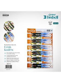 Bisbell Bisbell Stainless Steel Fruit Knives Set,Knife,12 Pieces, Multi-Colour Handles,BB3772  - Image 3