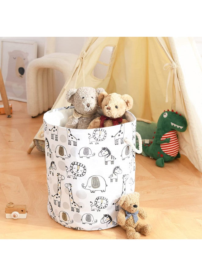 INough Kids Laundry Basket Extra Large Baby Hamper for Nursery, 58L Kids Hamper for Nursery Stuffed Animal Storage Basket, Canvas Clothes Hamper Toy Basket for Boys Foldable Laundry Hamper (Giraffe) - Image 1