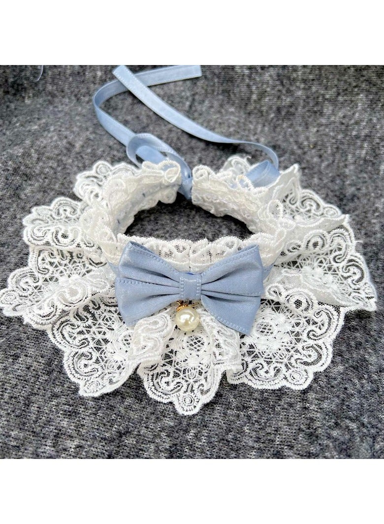 RTYY Cute Cat Bow Collar Floral Aesthetic Cat Bandanas Cats Bib，Kitten cute Bow Collars Costume，Sweet Lace Bib collars suitable for kittens and puppies - Image 5