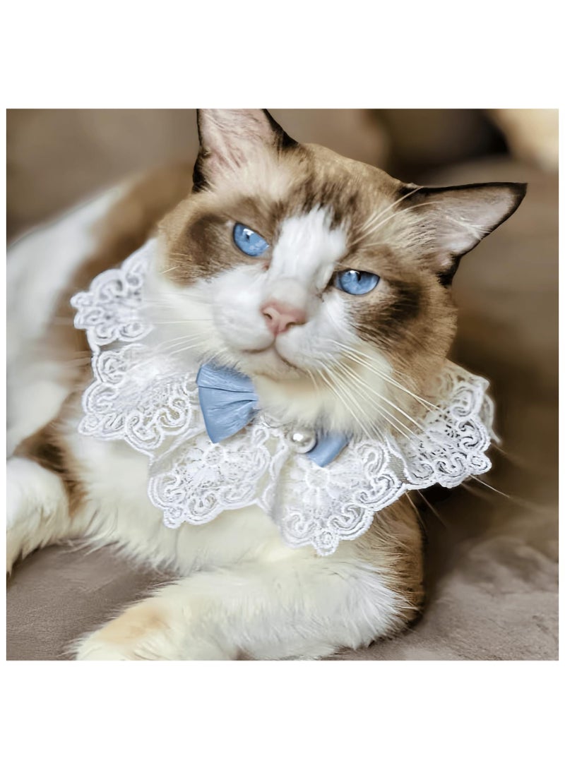 RTYY Cute Cat Bow Collar Floral Aesthetic Cat Bandanas Cats Bib，Kitten cute Bow Collars Costume，Sweet Lace Bib collars suitable for kittens and puppies - Image 4