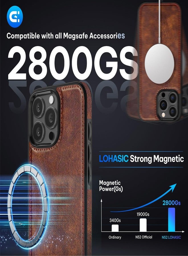 LOHASIC جراب LOHASIC من الجلد لهاتف iPhone 15 Pro Max، متوافق مع MagSafe، تصميم أنيق وفاخر من البولي يوريثان، مانع للانزلاق، متين، مقاوم للصدمات، غطاء حماية كامل للجسم، جرابات هاتف لهاتف iPhone 15 Pro Max مقاس 6.7 بوصة - بني - Image 3