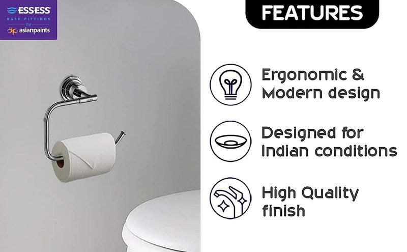 Asian Paints ESSESS by Asian Paints Toilet Paper Holder Toilet Paper Holder in BathroomKitchenBathroom Accessories Chrome 3 Years Warranty - Image 3