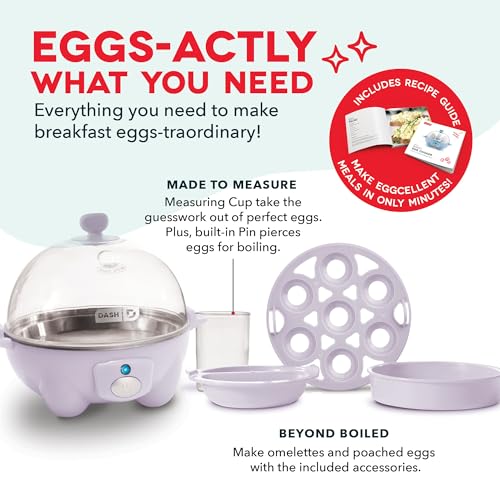 DASH Rapid Egg Cooker: 7 Egg Capacity Electric Egg Cooker for Hard Boiled Eggs, Poached Eggs, Scrambled Eggs, or Omelets with Auto Shut Off Feature - Lavender - Image 4