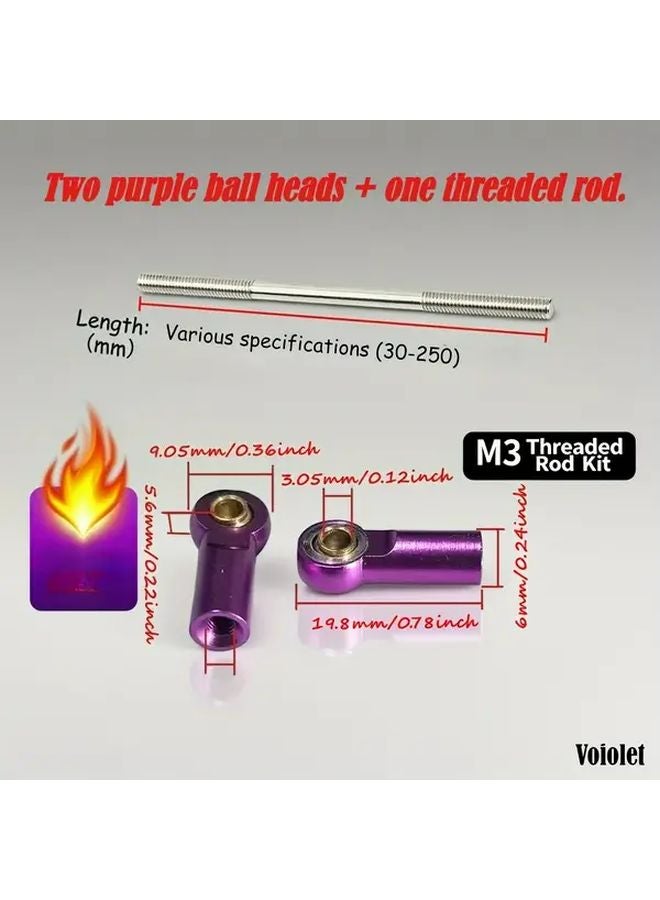 M3 Metal Ball Studs 2PCS 2in x 1 7in Fasteners Kit For DIY Projects - Image 2