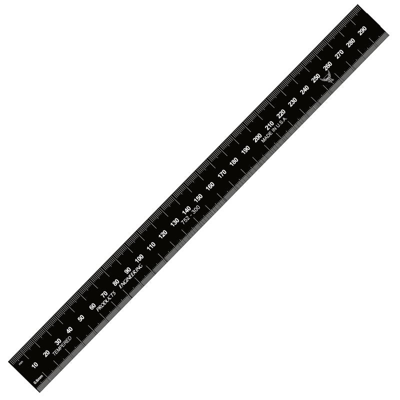 PEC Tools 300mm 12in Stainless Steel Ruler High Contrast 0035 Thick X 1 Wide DualSided Markings of 05mm and 1mm Clear Graduations Made in USA - Image 2
