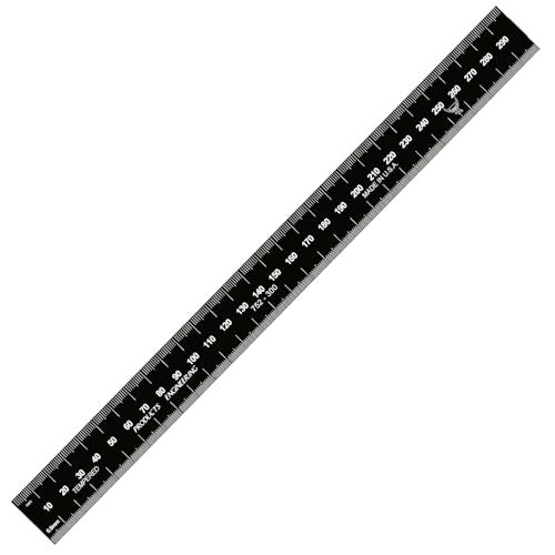 PEC Tools 300mm 12in Stainless Steel Ruler High Contrast 0035 Thick X 1 Wide DualSided Markings of 05mm and 1mm Clear Graduations Made in USA - Image 1