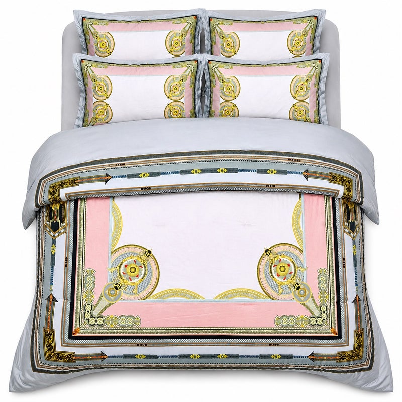 HOMETOPIA King Size 6 Piece Bedding Set Designer Hand Drawn Print Comforter Set Cooling Breathable Soft Stretch Fabric Luxury Duvet Set for AC Room - Image 2