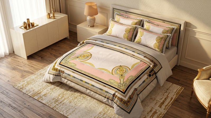 HOMETOPIA King Size 6 Piece Bedding Set Designer Hand Drawn Print Comforter Set Cooling Breathable Soft Stretch Fabric Luxury Duvet Set for AC Room - Image 3